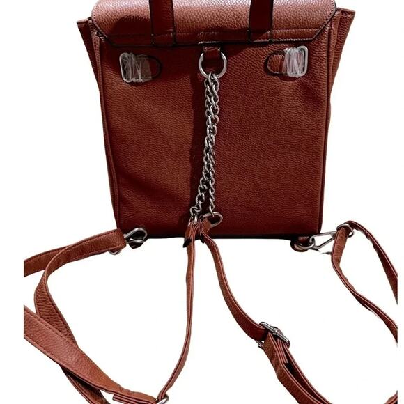French Connection Women's Tilly Pebbled Backpack, Leather Brown NEW - Picture 6 of 9